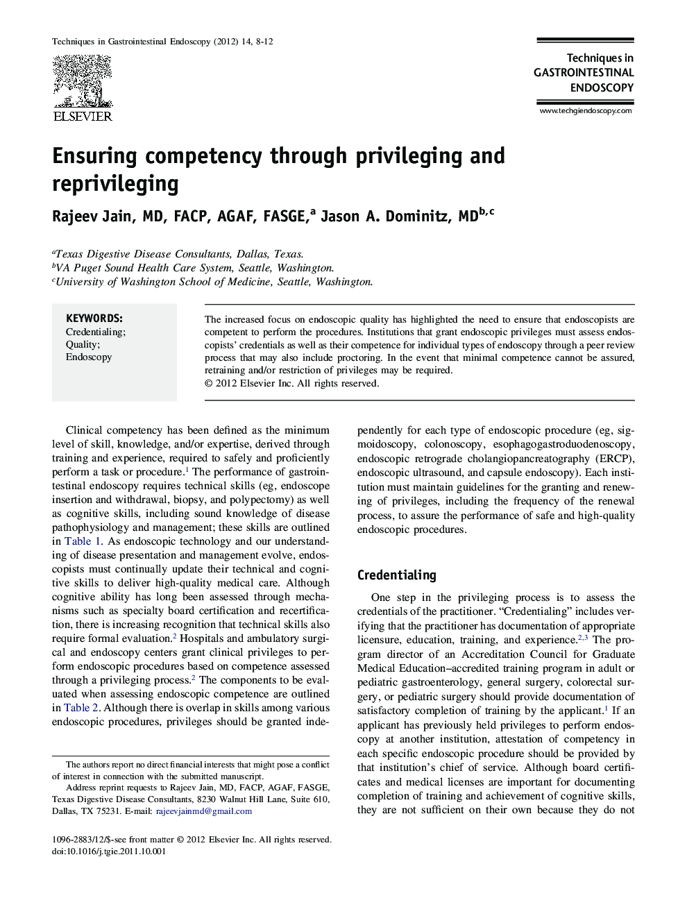 Ensuring competency through privileging and reprivileging 