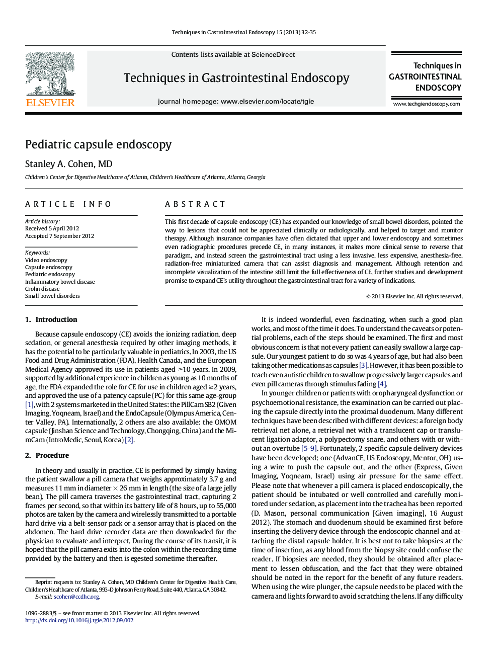 Pediatric capsule endoscopy