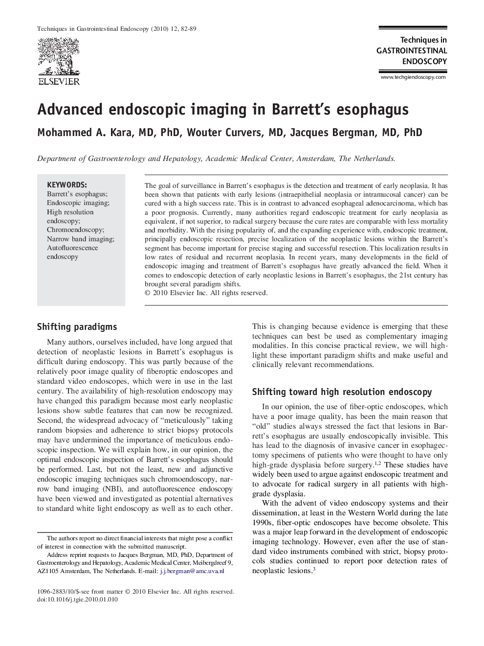 Advanced endoscopic imaging in Barrett's esophagus 