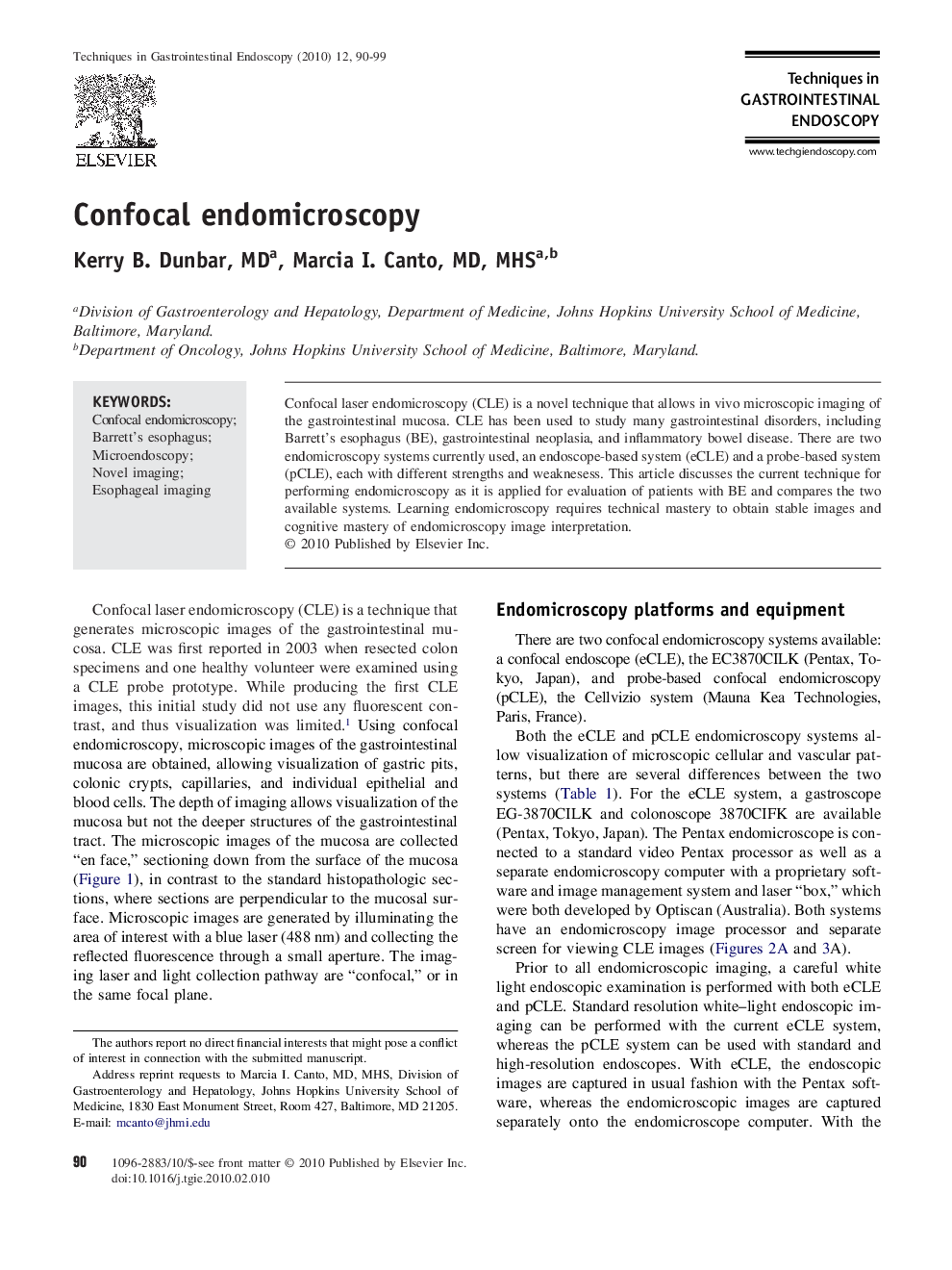 Confocal endomicroscopy 