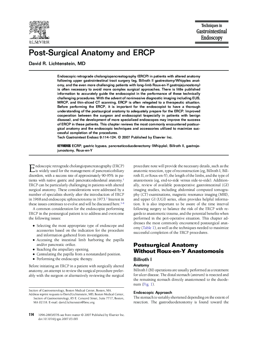 Post-Surgical Anatomy and ERCP