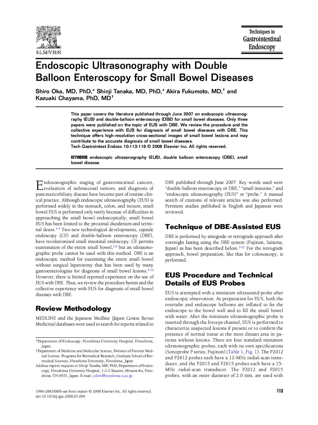 Endoscopic Ultrasonography with Double Balloon Enteroscopy for Small Bowel Diseases