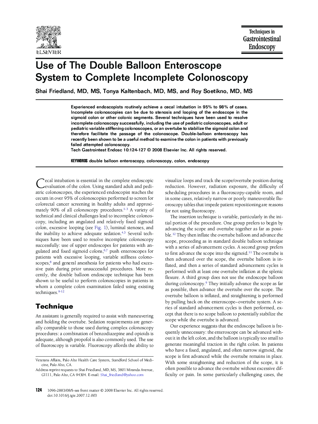 Use of The Double Balloon Enteroscope System to Complete Incomplete Colonoscopy