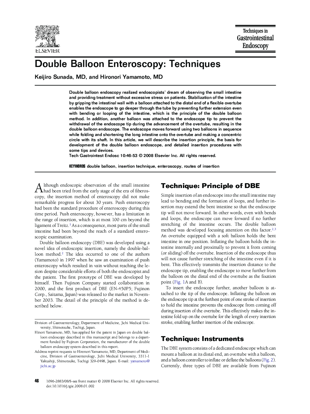 Double Balloon Enteroscopy: Techniques 