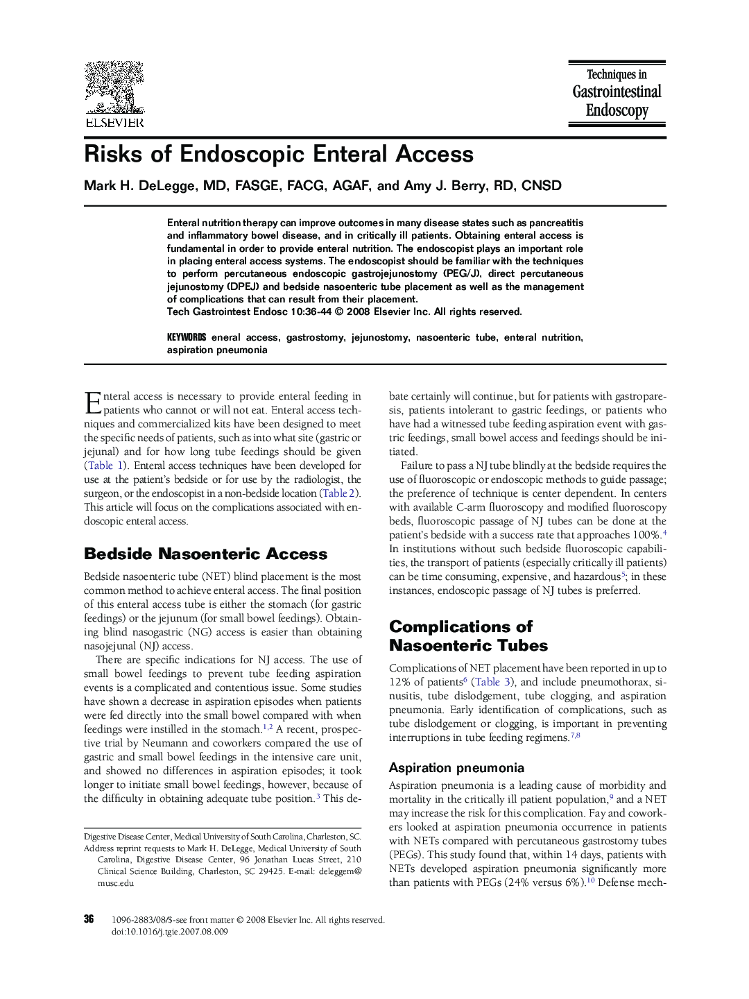 Risks of Endoscopic Enteral Access