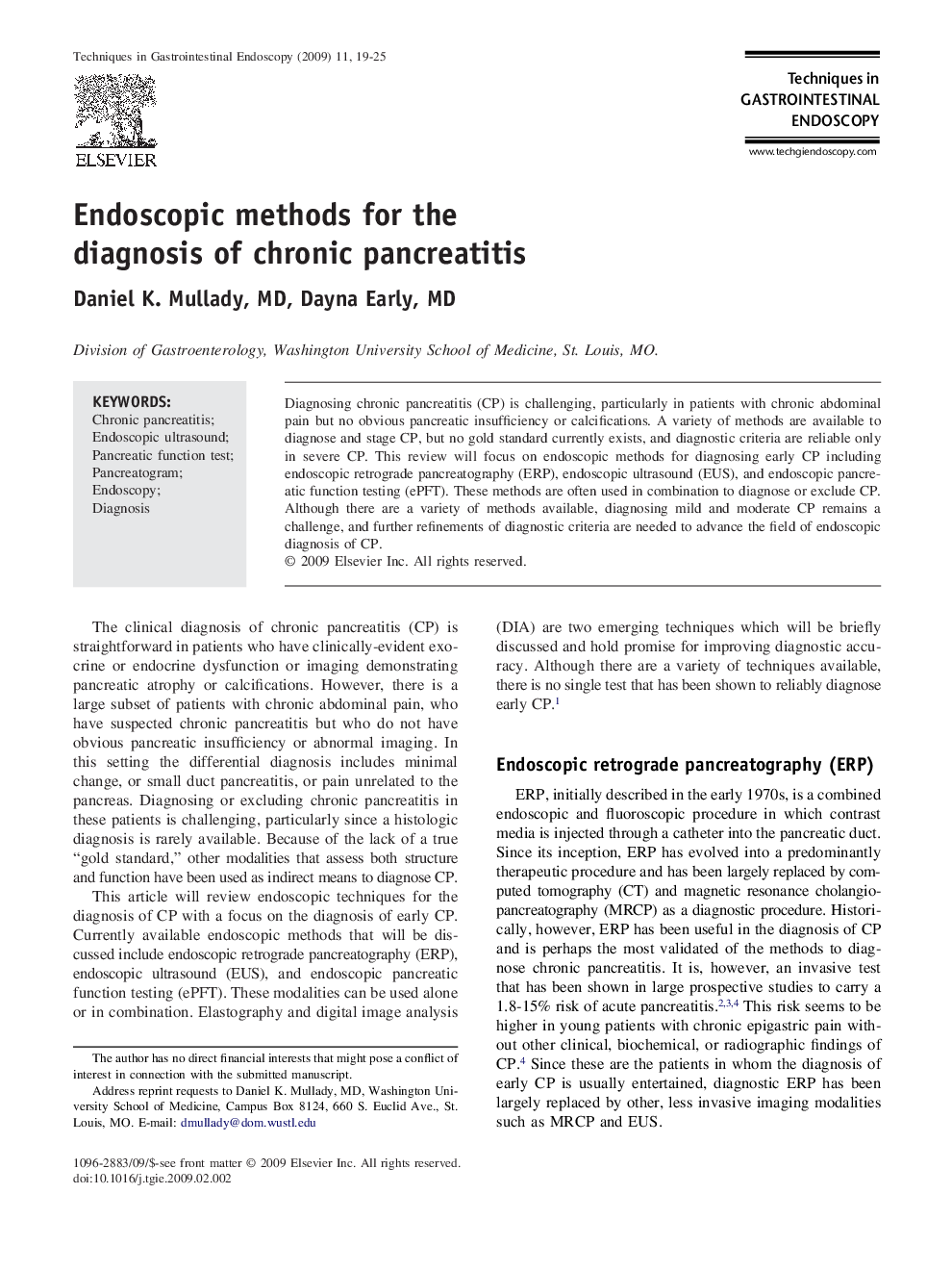 Endoscopic methods for the diagnosis of chronic pancreatitis 