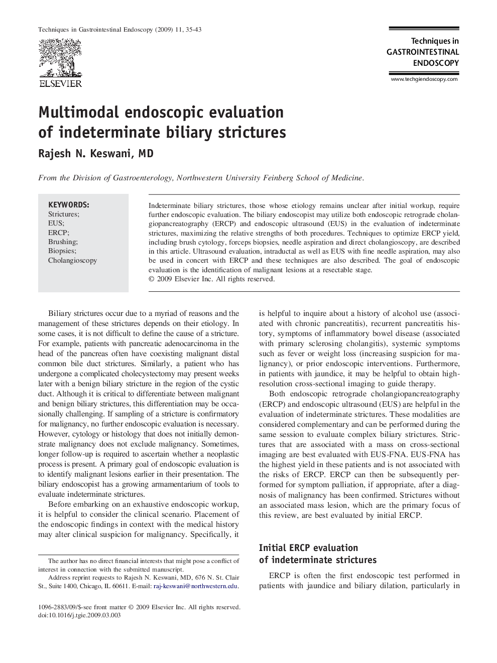 Multimodal endoscopic evaluation of indeterminate biliary strictures