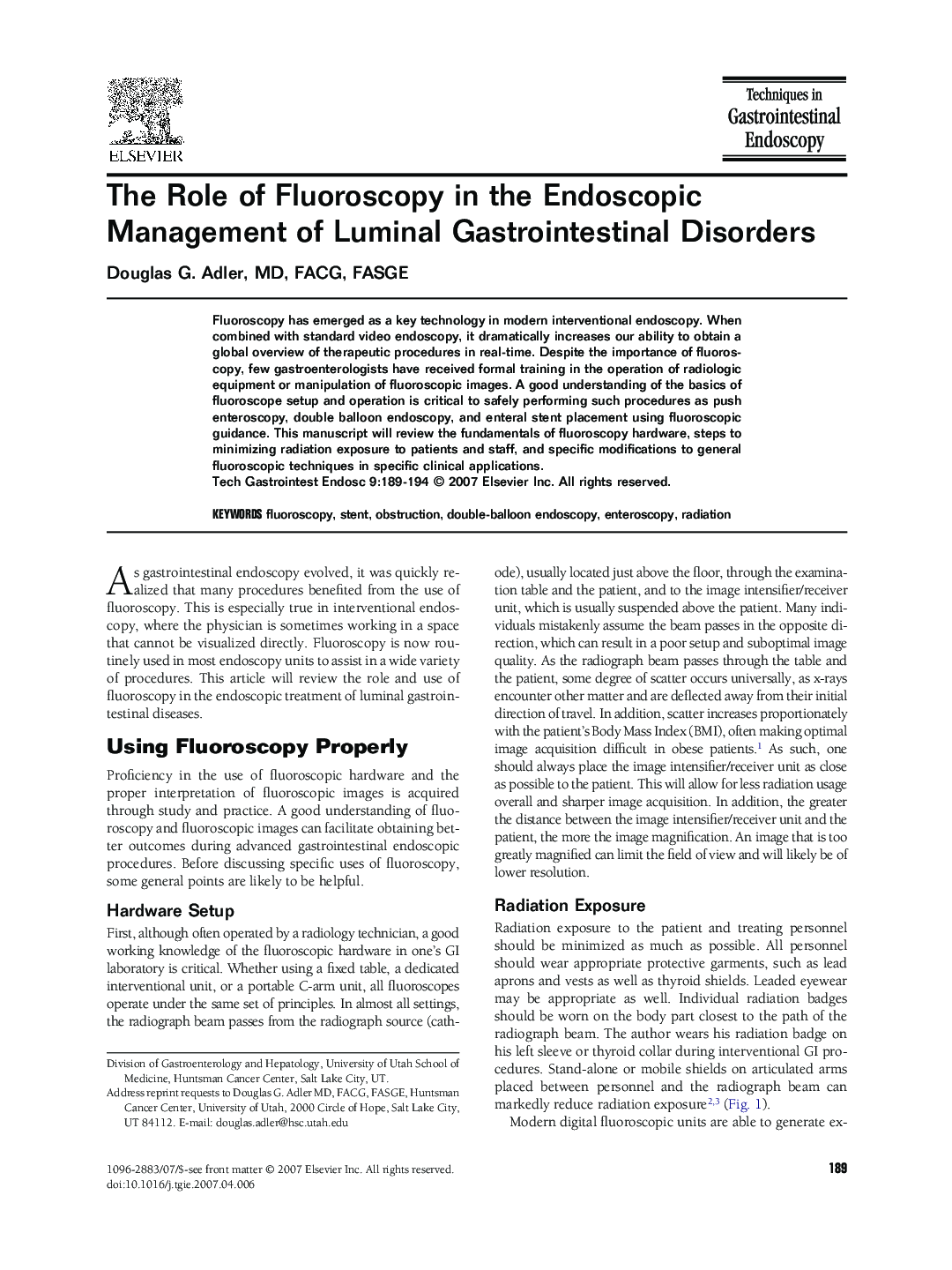 The Role of Fluoroscopy in the Endoscopic Management of Luminal Gastrointestinal Disorders