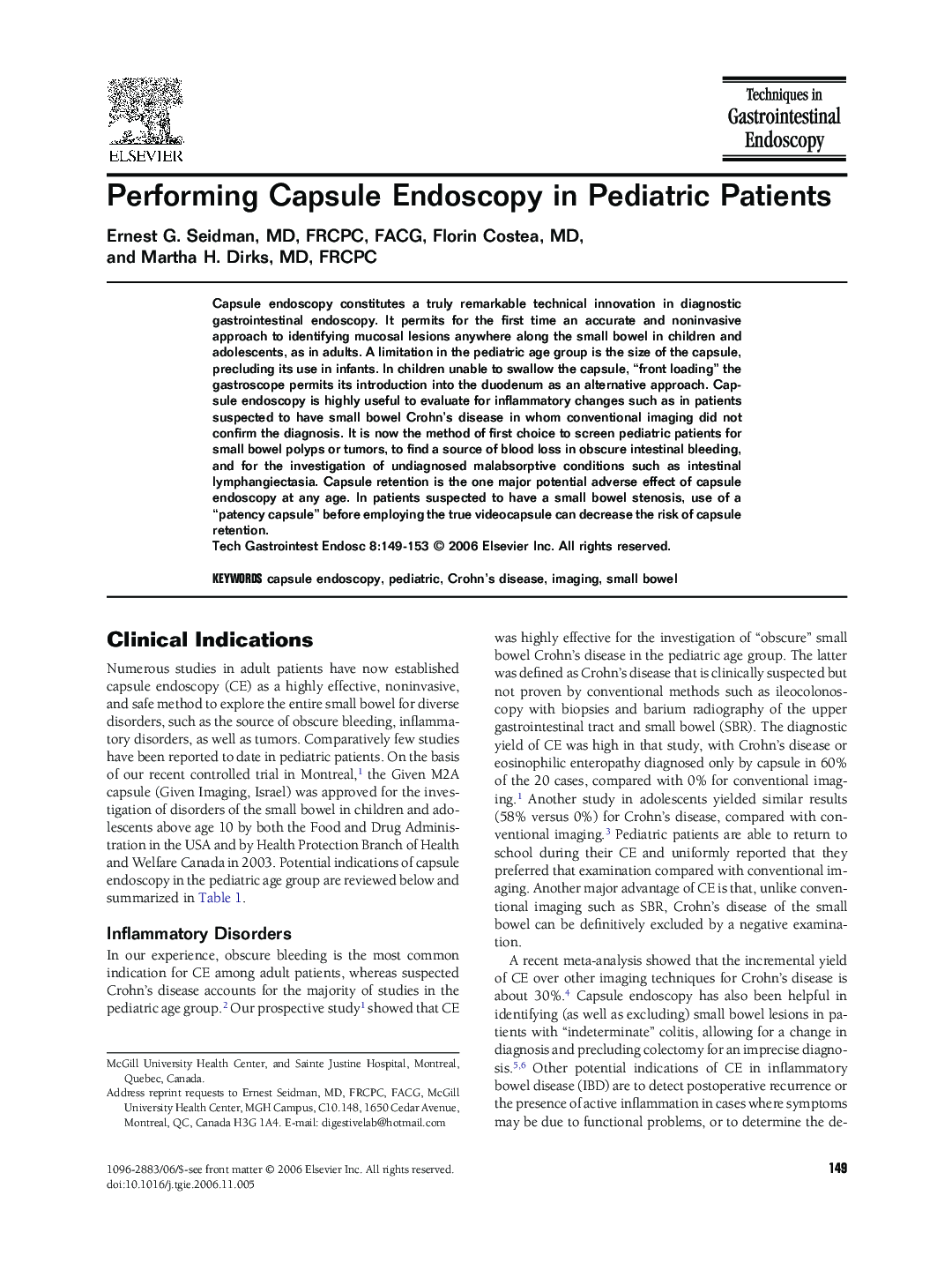 Performing Capsule Endoscopy in Pediatric Patients