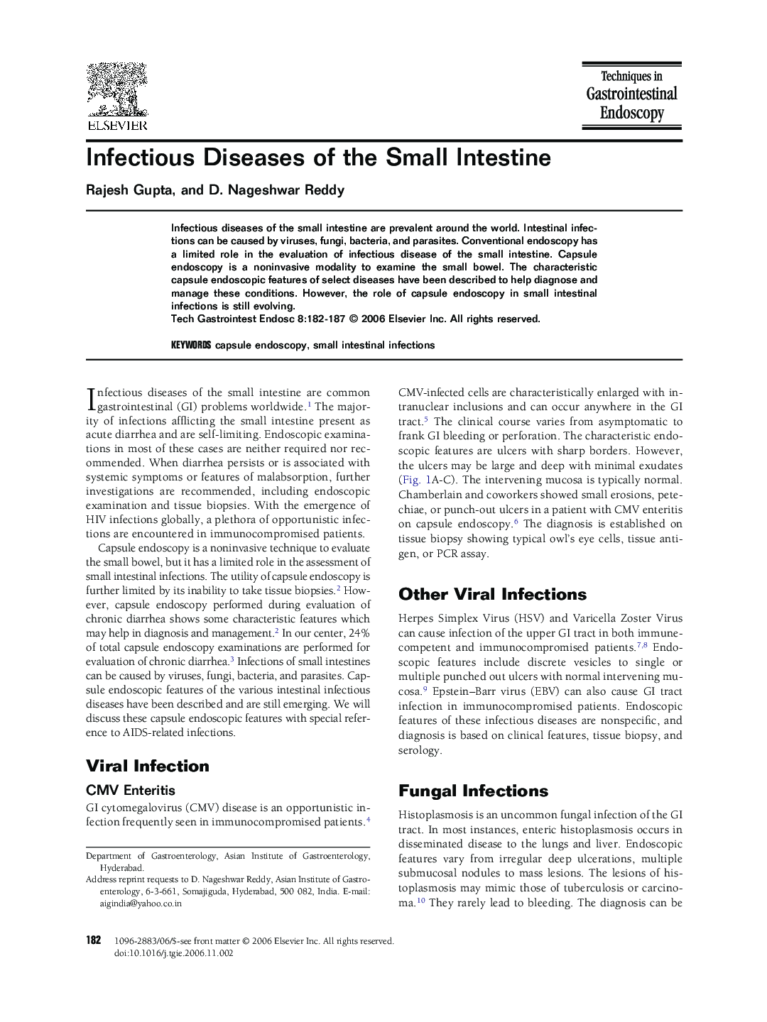 Infectious Diseases of the Small Intestine