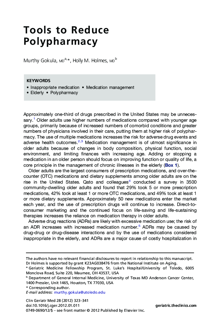 Tools to Reduce Polypharmacy