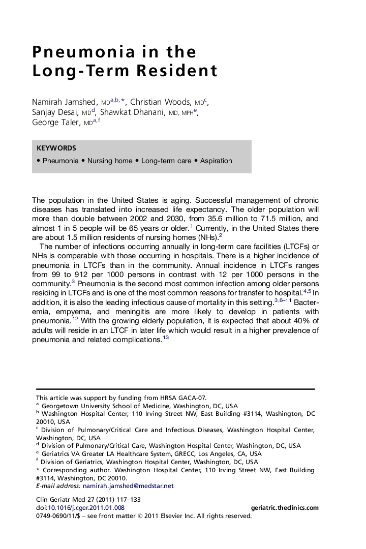 Pneumonia in the Long-Term Resident