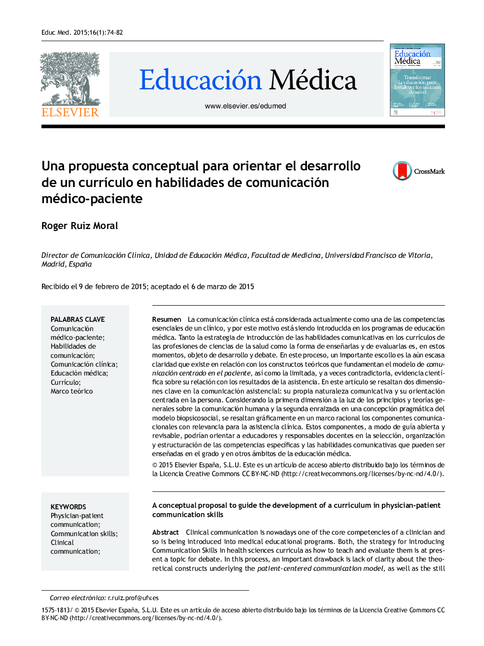 Una propuesta conceptual para orientar el desarrollo de un currículo en habilidades de comunicación médico-paciente