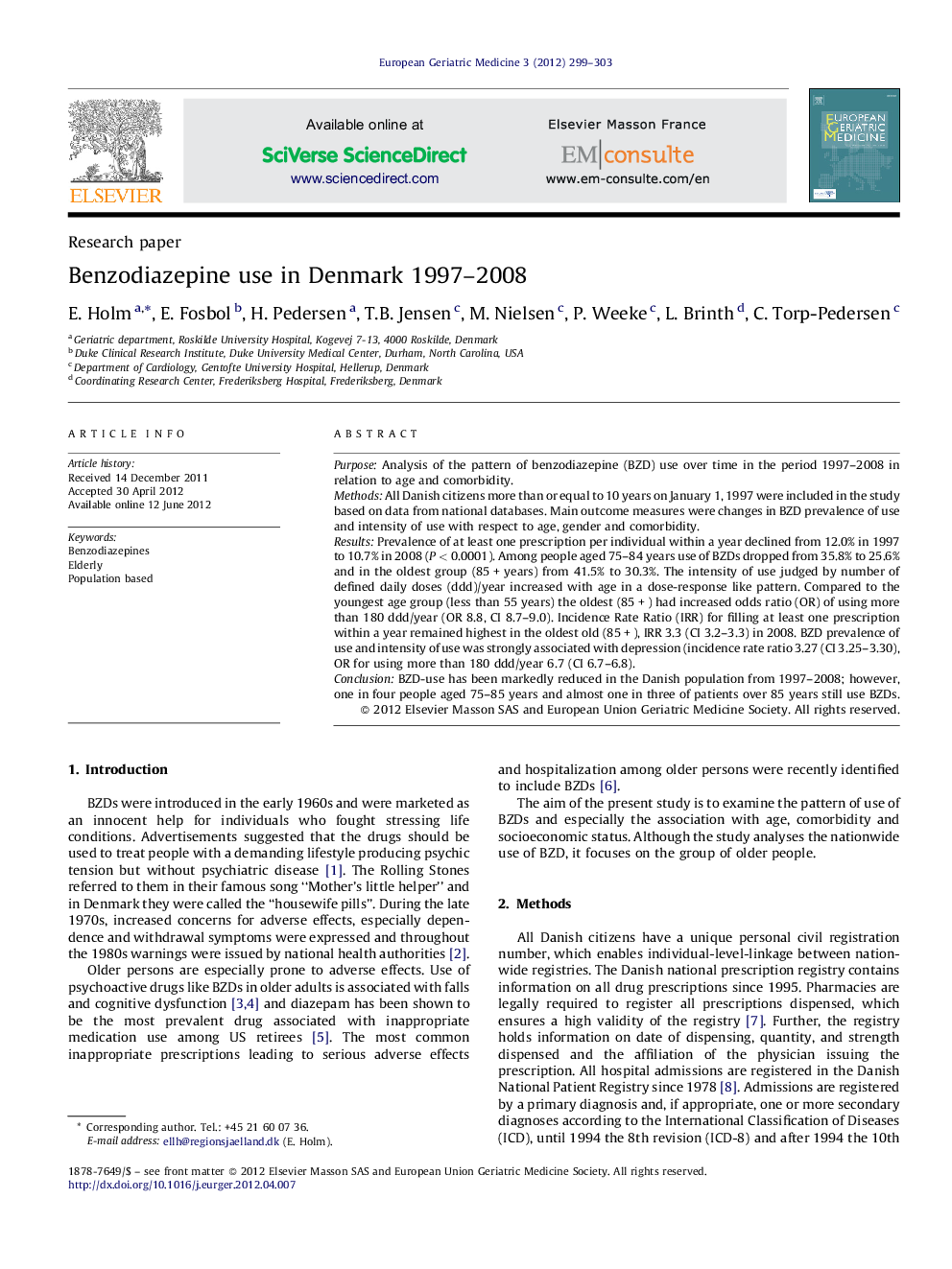 Benzodiazepine use in Denmark 1997–2008