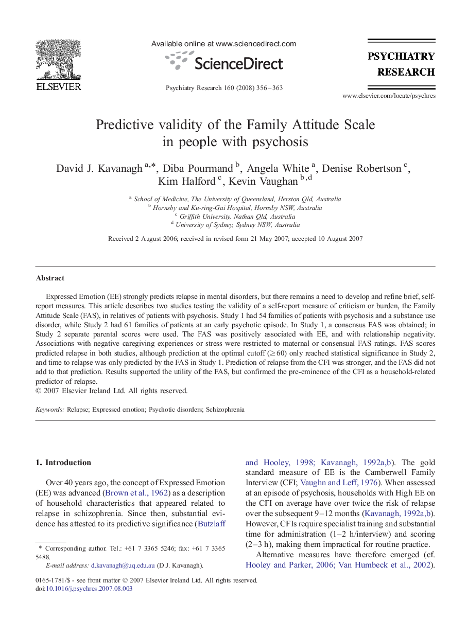 عکس صفحه اول مقاله: Predictive validity of the Family Attitude Scale in people with psychosis Predictive validity of the Family Attitude Scale in people with psychosis