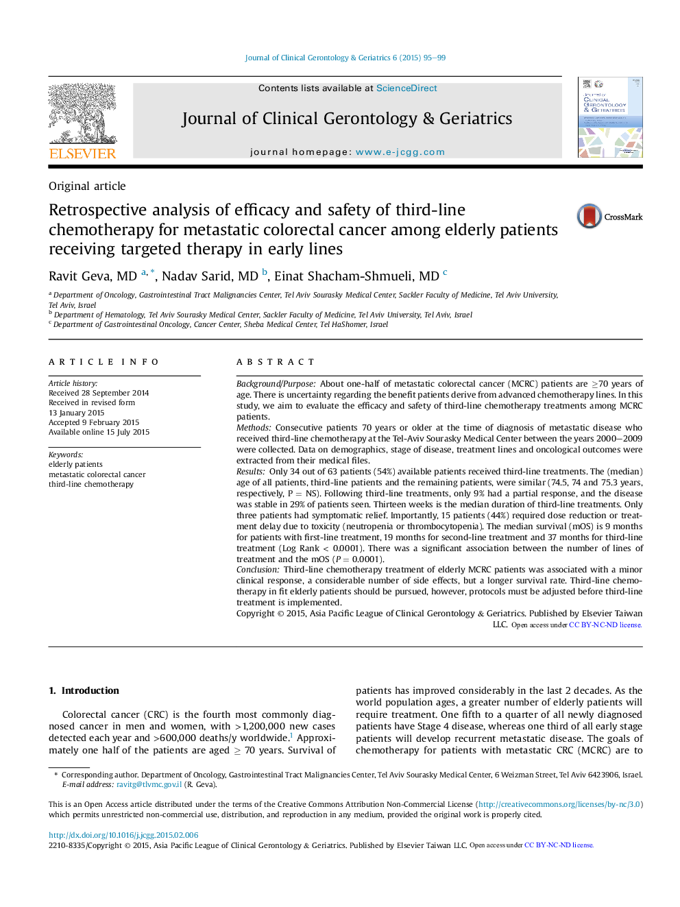 Retrospective analysis of efficacy and safety of third-line chemotherapy for metastatic colorectal cancer among elderly patients receiving targeted therapy in early lines 