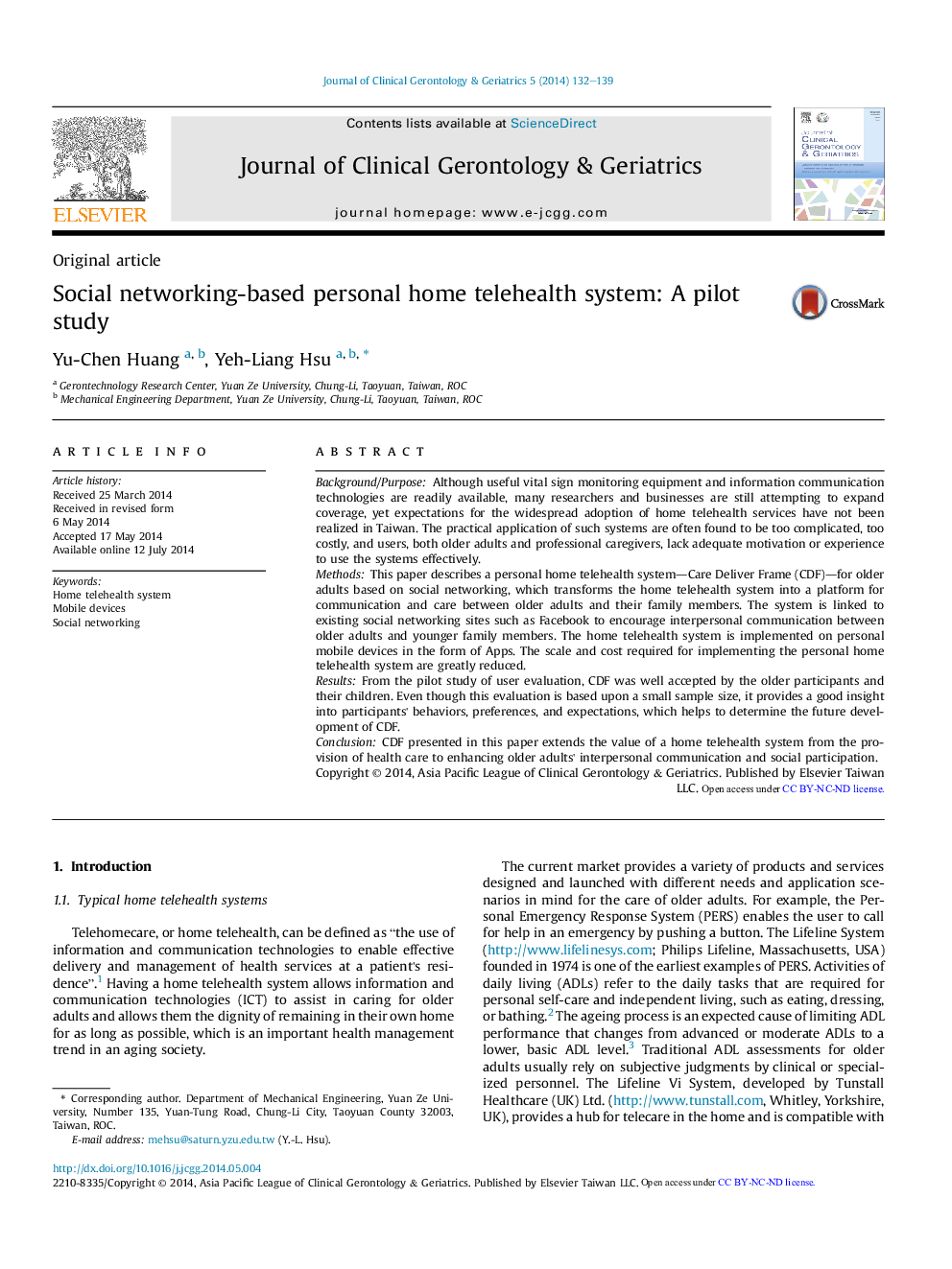 Social networking-based personal home telehealth system: A pilot study