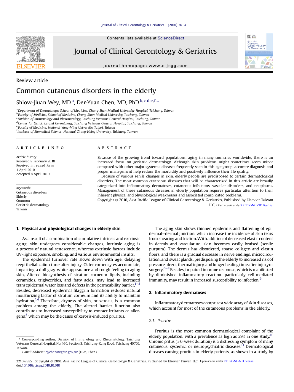 Common cutaneous disorders in the elderly