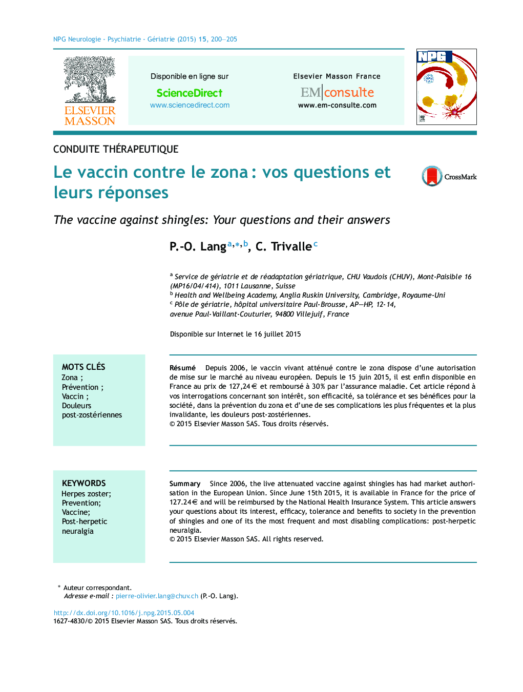 Le vaccin contre le zonaÂ : vos questions et leurs réponses