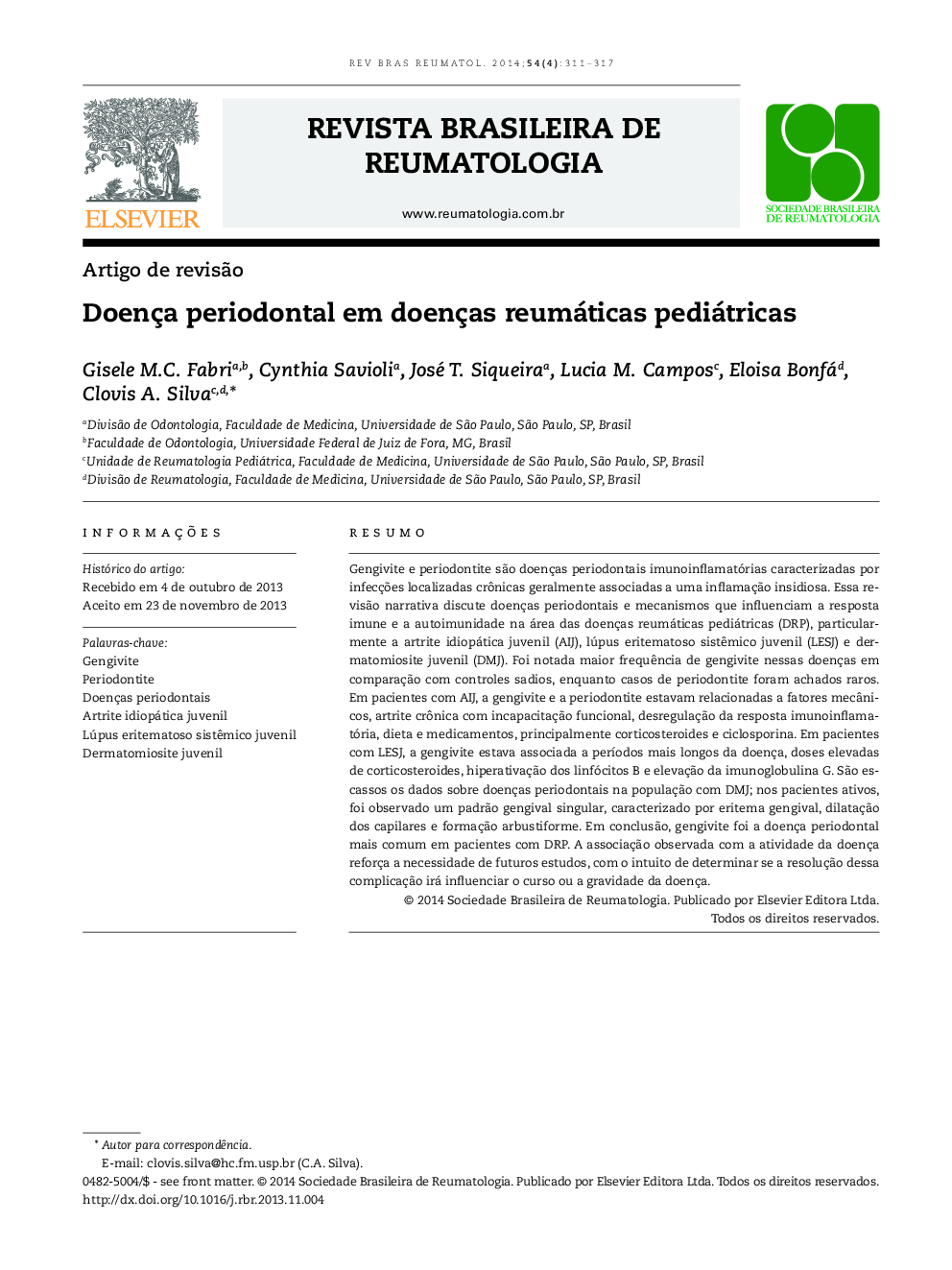 Doença periodontal em doenças reumáticas pediátricas