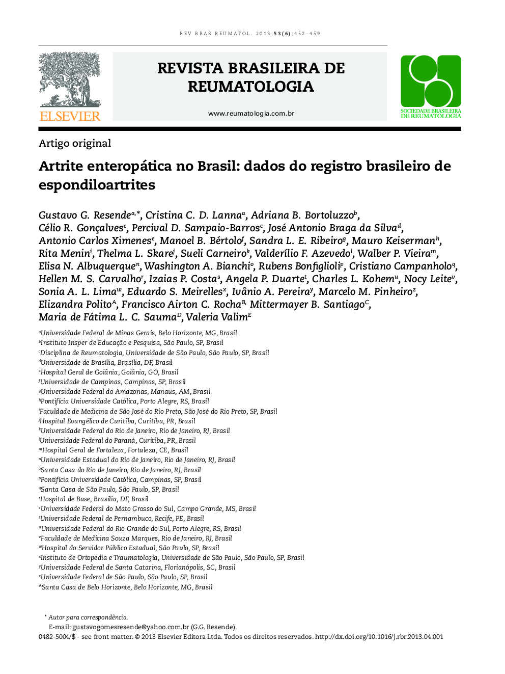 Artrite enteropática no Brasil: dados do registro brasileiro de espondiloartrites