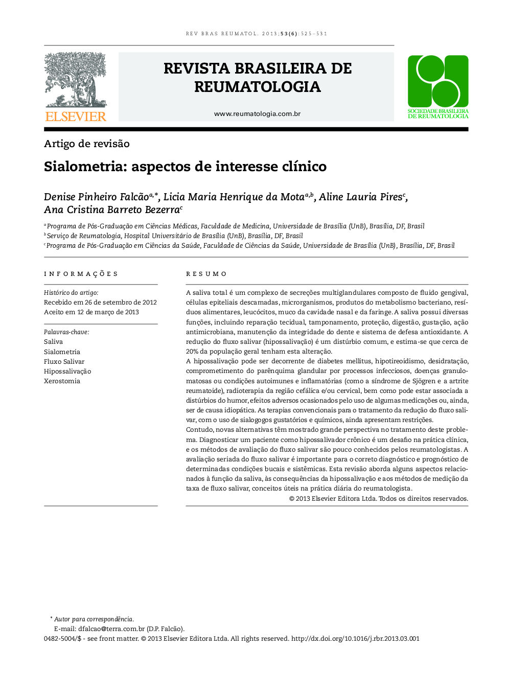 Sialometria: Aspectos de interesse clínico