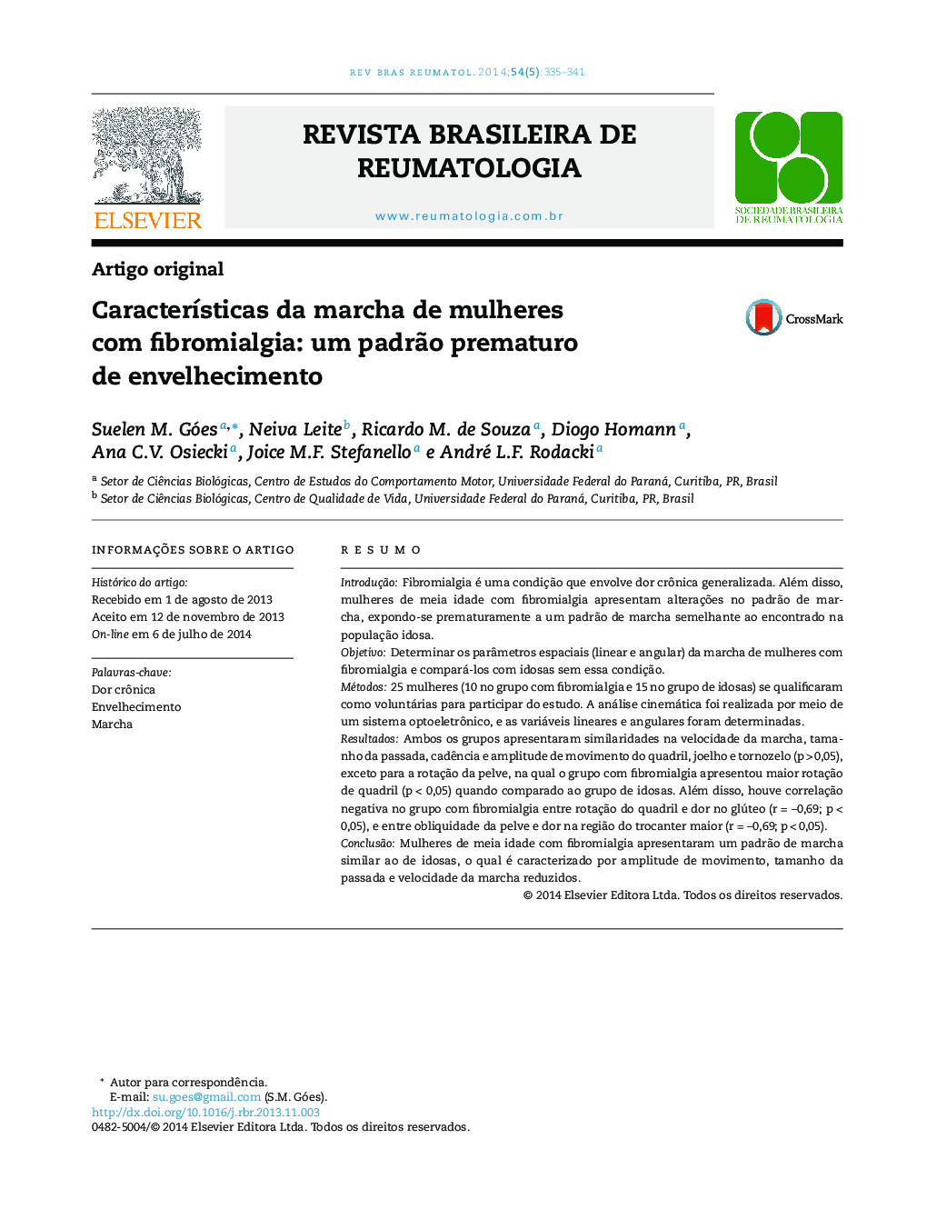 Características da marcha de mulheres com fibromialgia: um padrão prematuro de envelhecimento