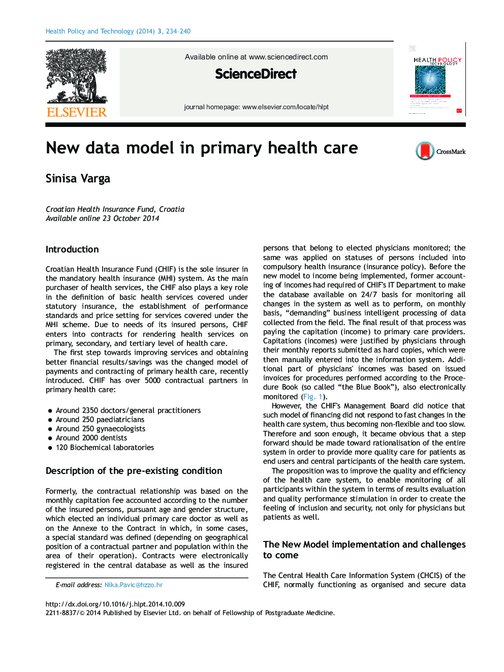 New data model in primary health care