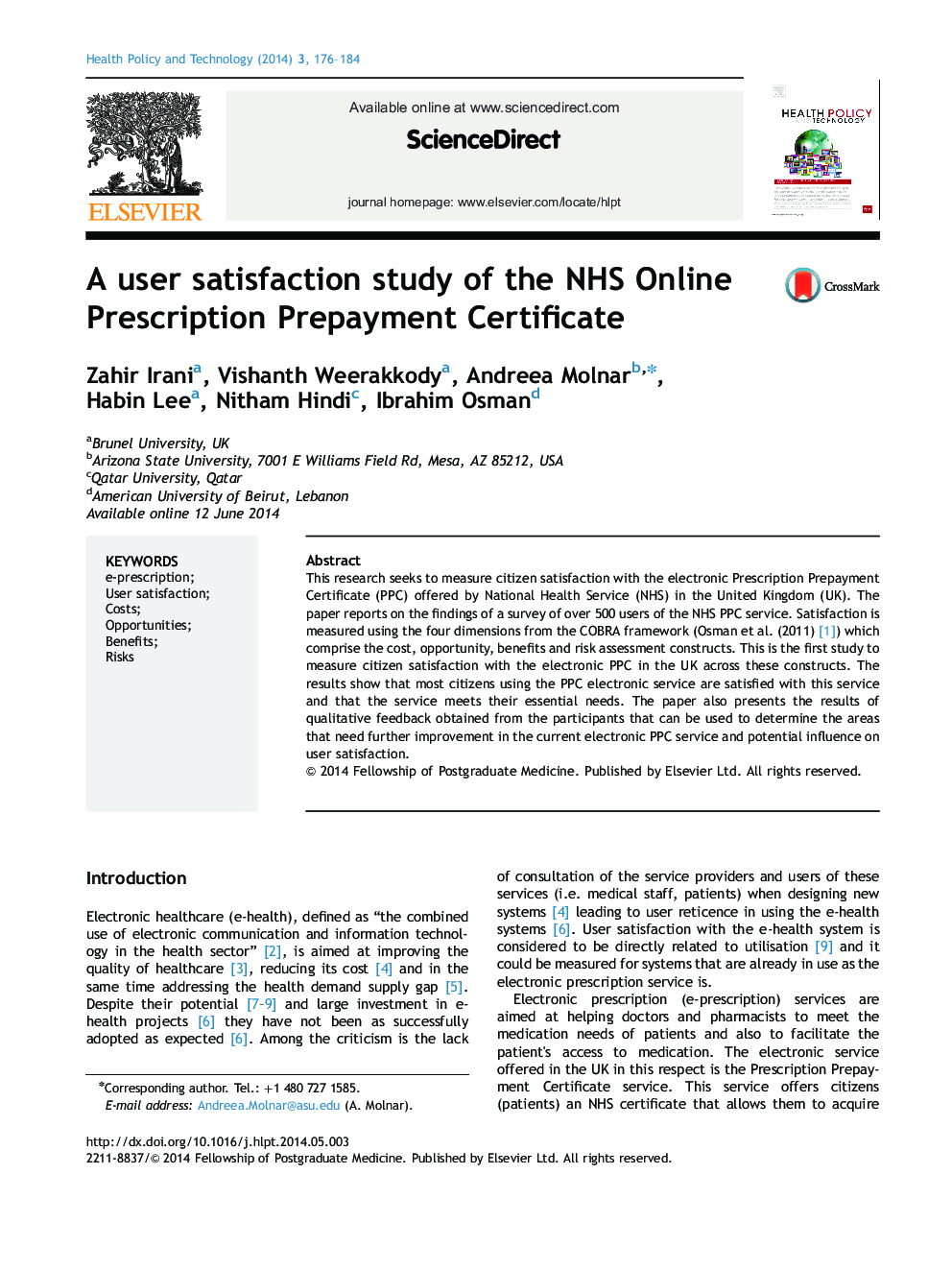 A user satisfaction study of the NHS Online Prescription Prepayment Certificate