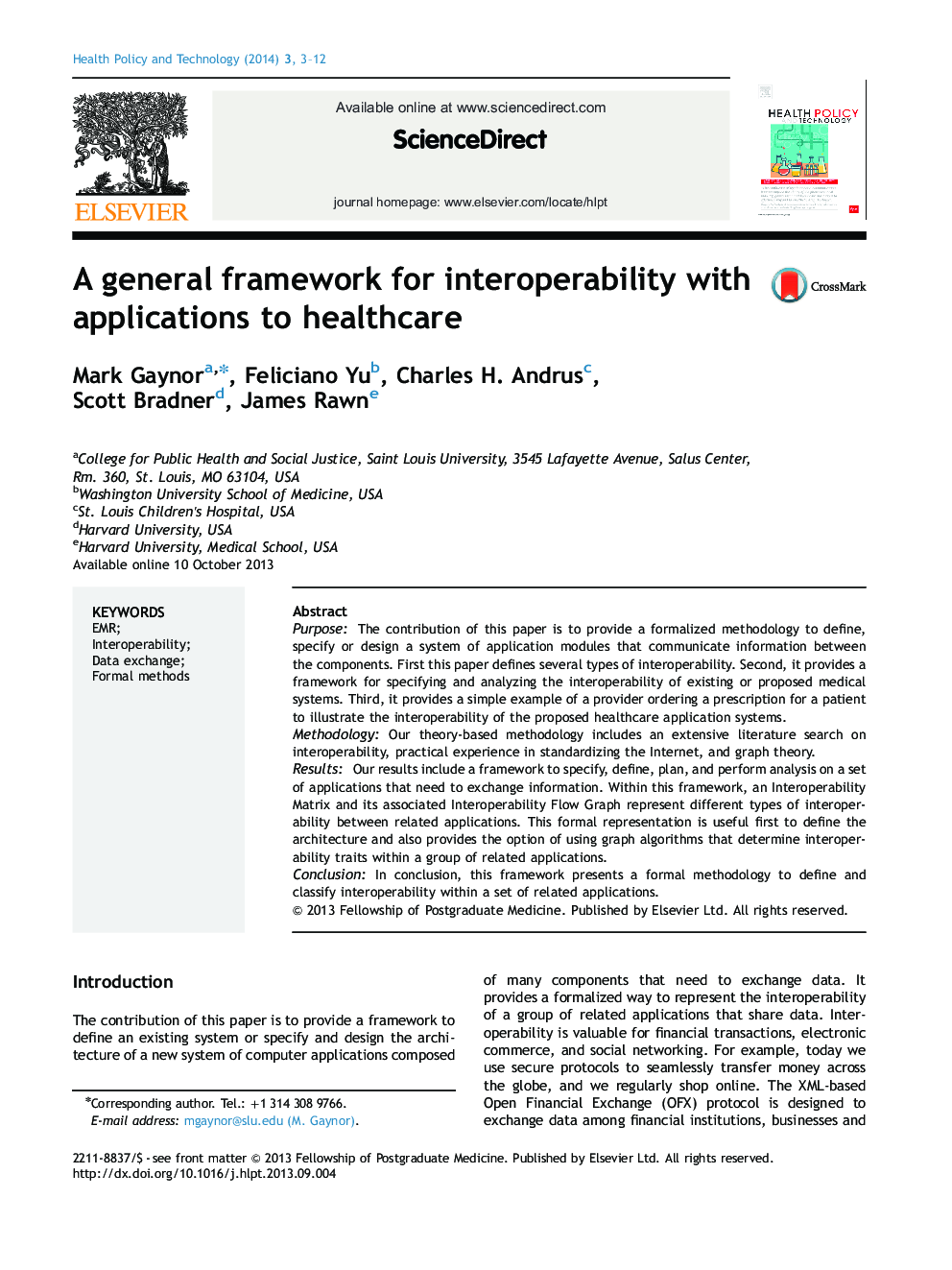 A general framework for interoperability with applications to healthcare