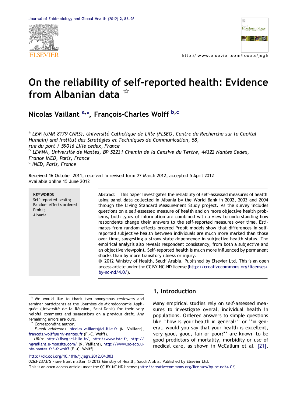 On the reliability of self-reported health: Evidence from Albanian data 