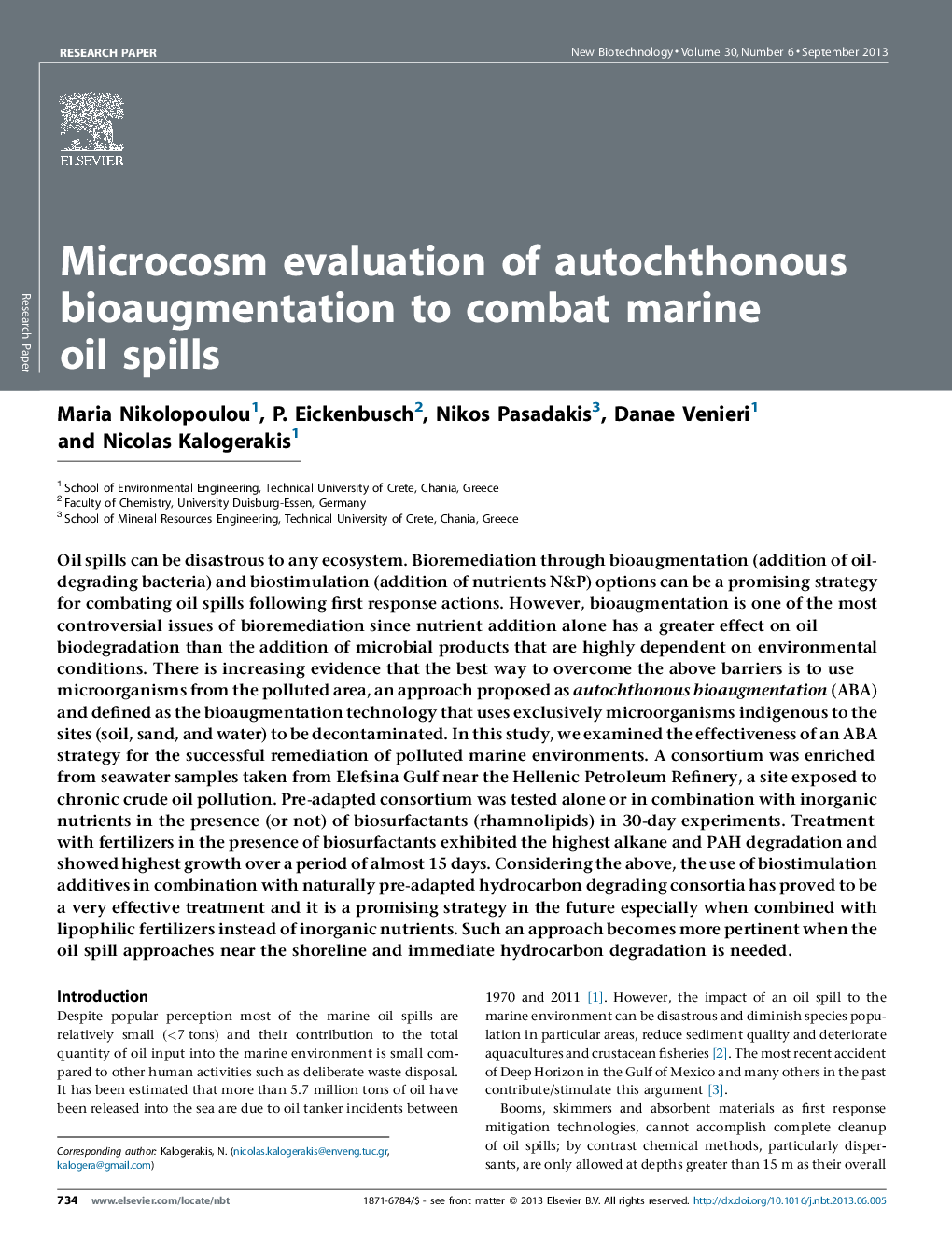 Microcosm evaluation of autochthonous bioaugmentation to combat marine oil spills