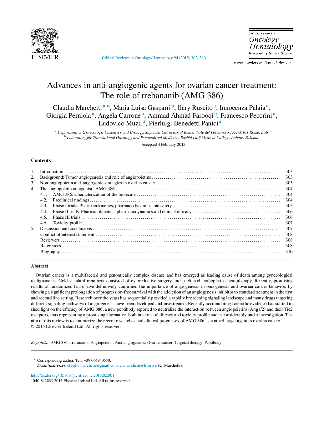 Advances in anti-angiogenic agents for ovarian cancer treatment: The role of trebananib (AMG 386)