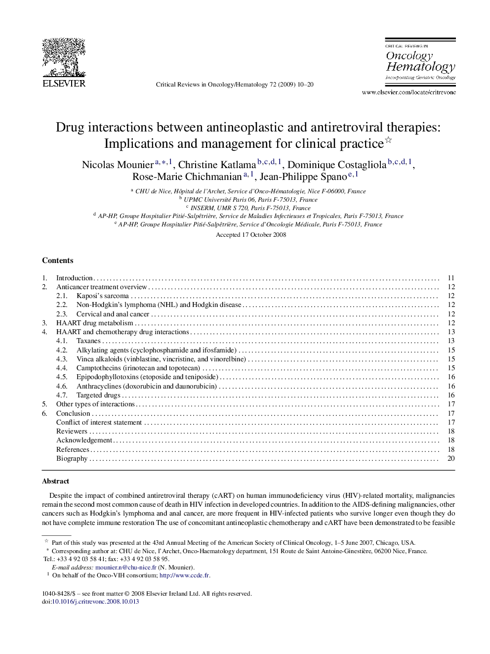 Drug interactions between antineoplastic and antiretroviral therapies: Implications and management for clinical practice 