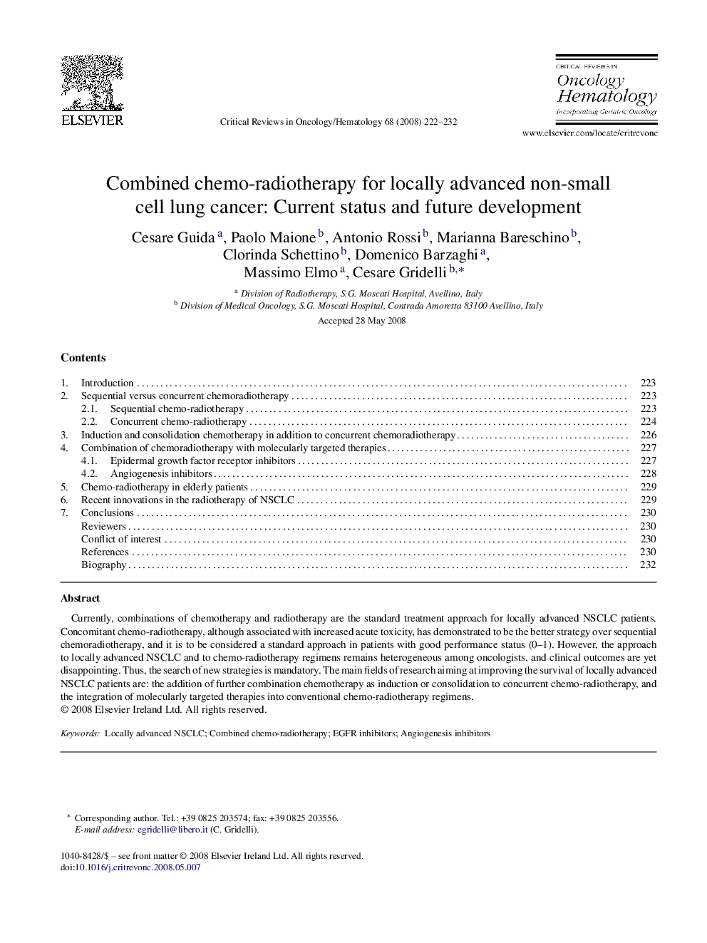 Combined chemo-radiotherapy for locally advanced non-small cell lung cancer: Current status and future development