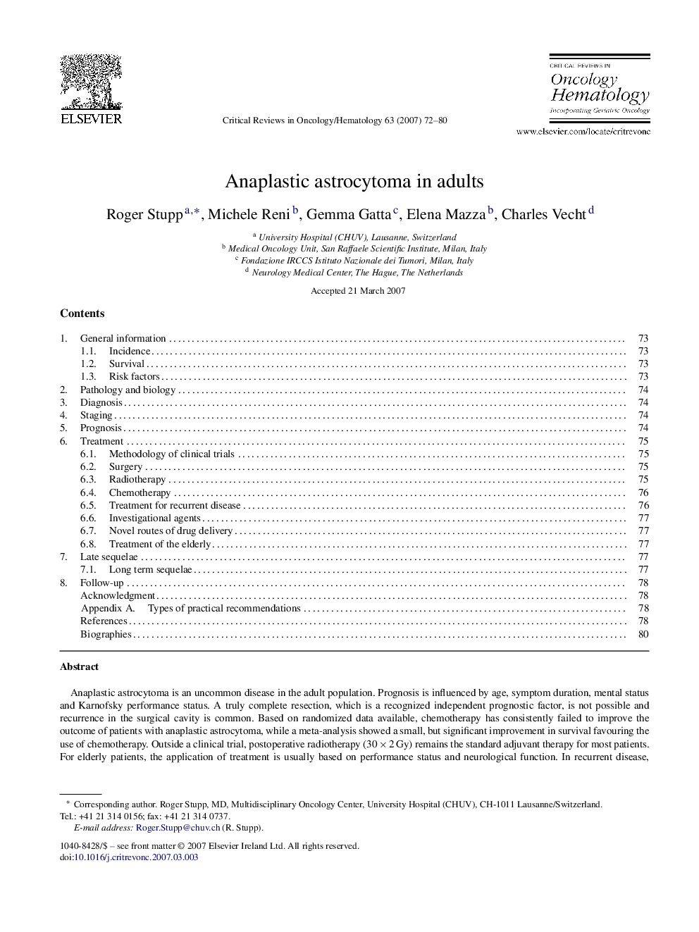 Anaplastic astrocytoma in adults