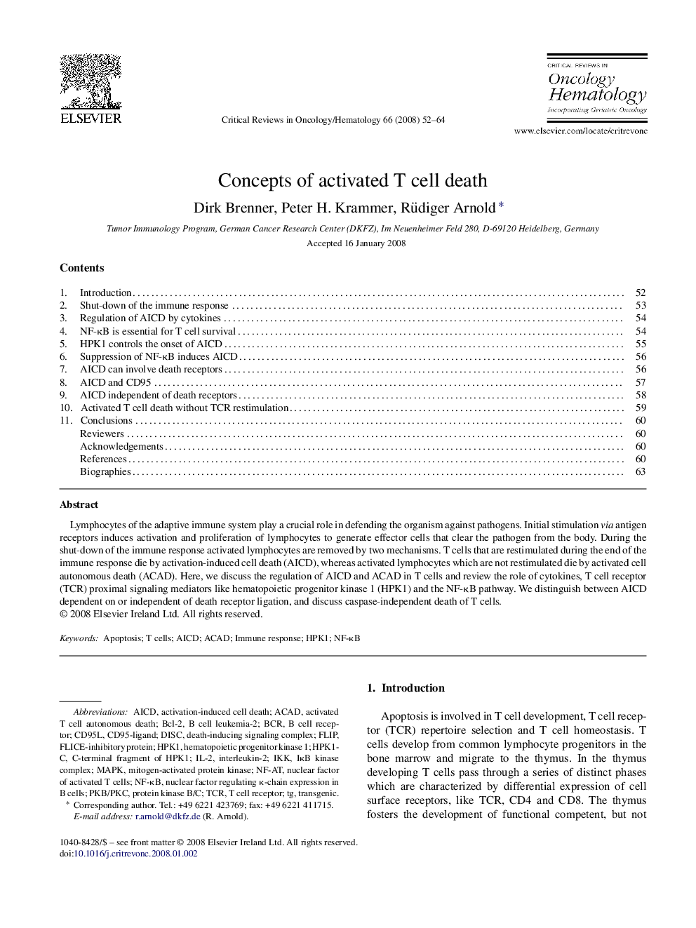 Concepts of activated T cell death