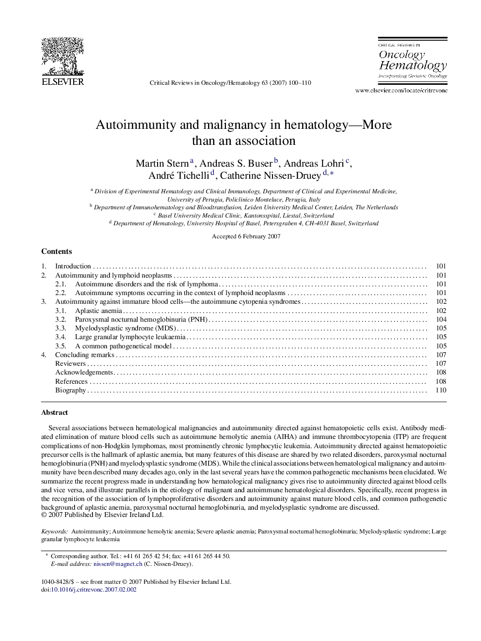 Autoimmunity and malignancy in hematology—More than an association