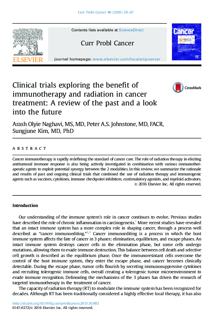 Clinical trials exploring the benefit of immunotherapy and radiation in cancer treatment: A review of the past and a look into the future