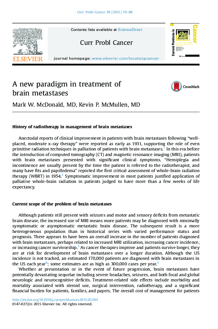 A new paradigm in treatment of brain metastases