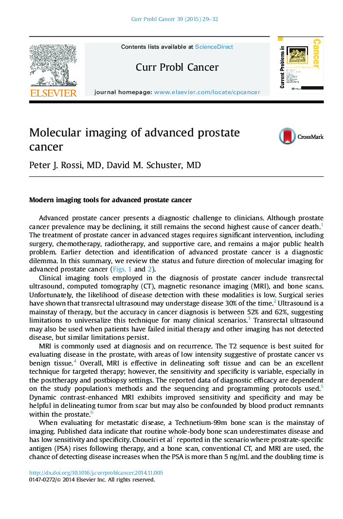 Molecular imaging of advanced prostate cancer