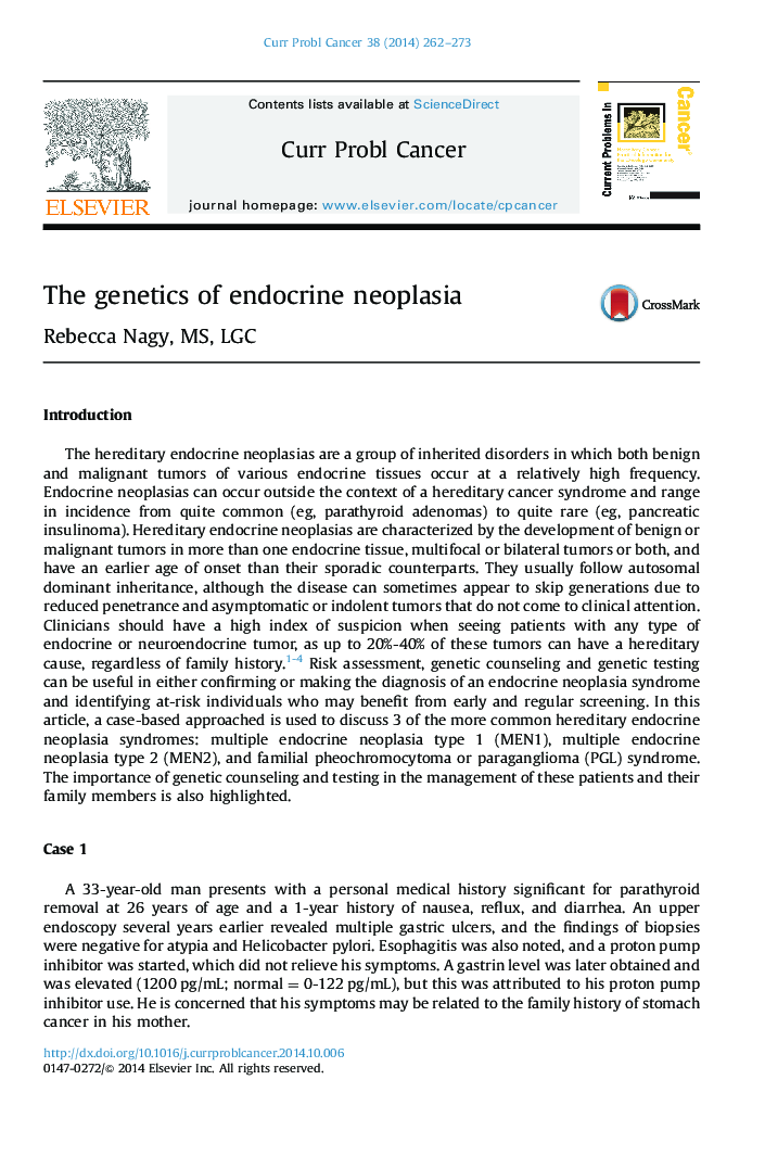 The genetics of endocrine neoplasia
