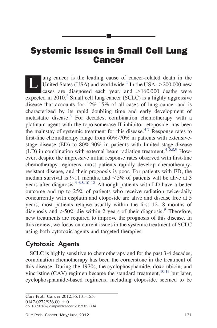 Systemic Issues in Small Cell Lung Cancer