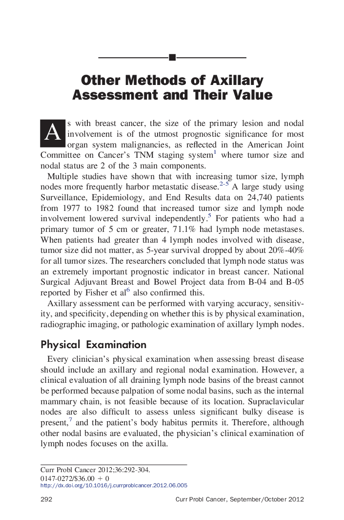 Other Methods of Axillary Assessment and Their Value