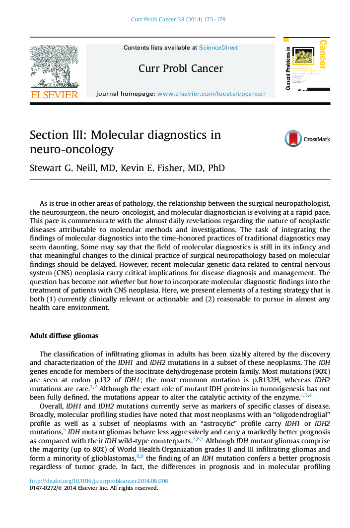 Section III: Molecular diagnostics in neuro-oncology