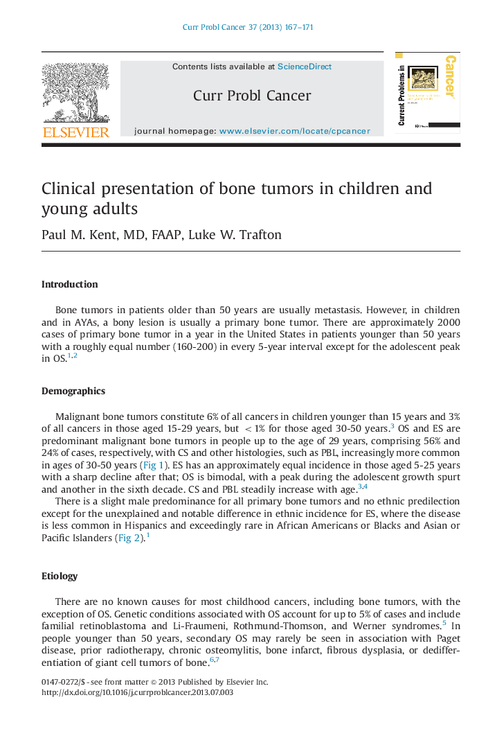 Clinical presentation of bone tumors in children and young adults