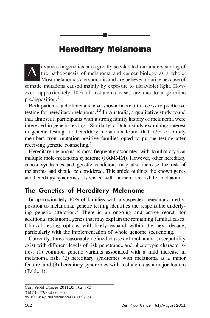 Hereditary Melanoma