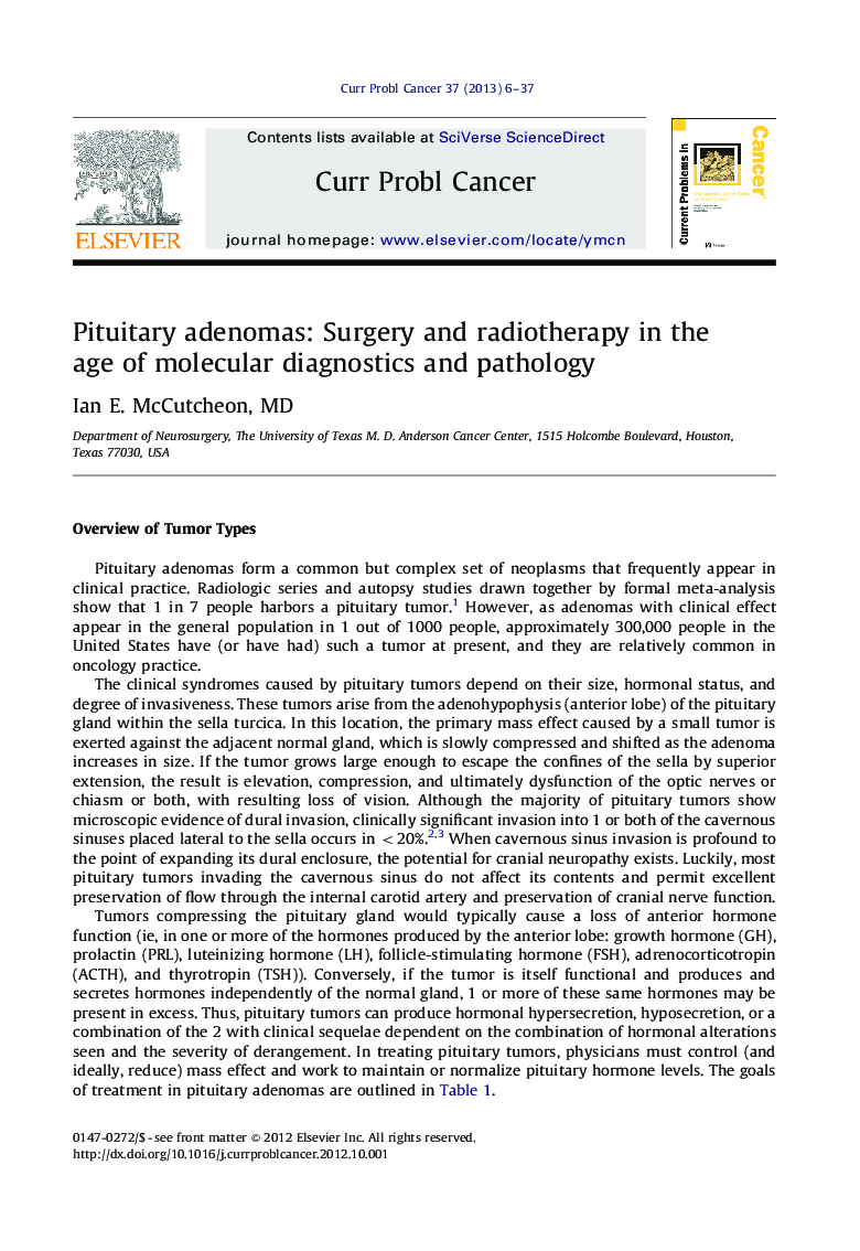 Pituitary adenomas: Surgery and radiotherapy in the age of molecular diagnostics and pathology