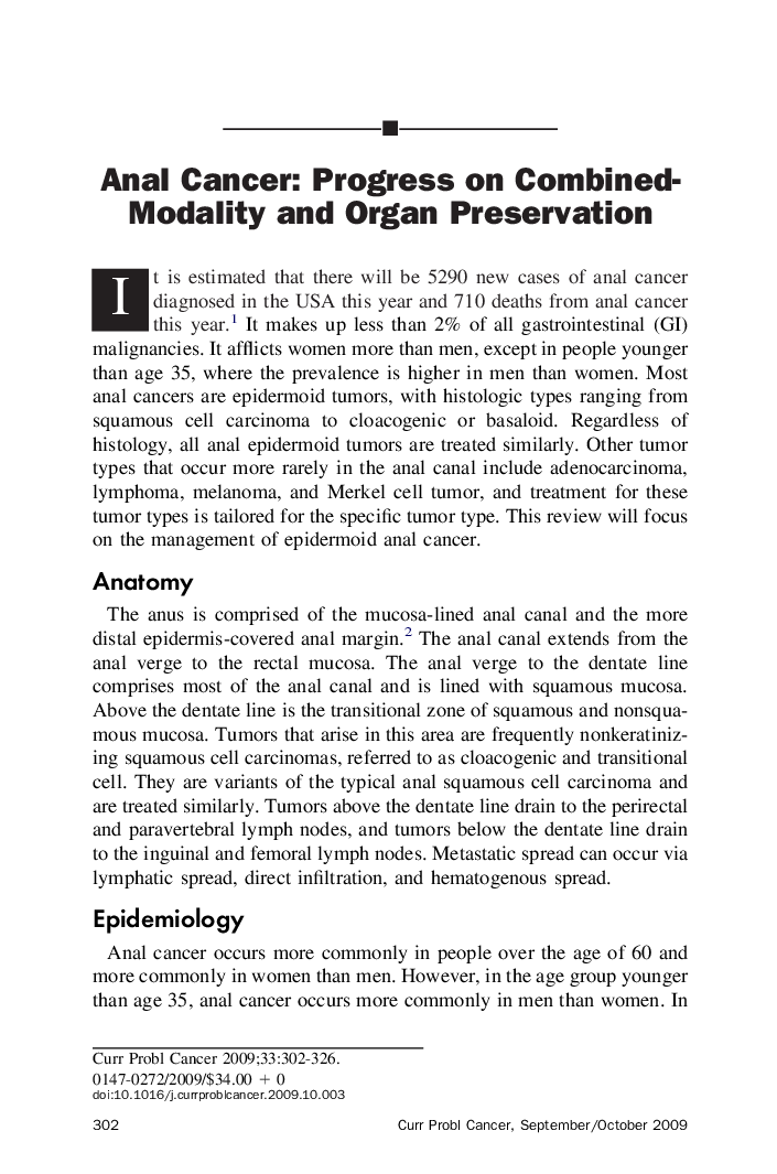 Anal Cancer: Progress on Combined-Modality and Organ Preservation