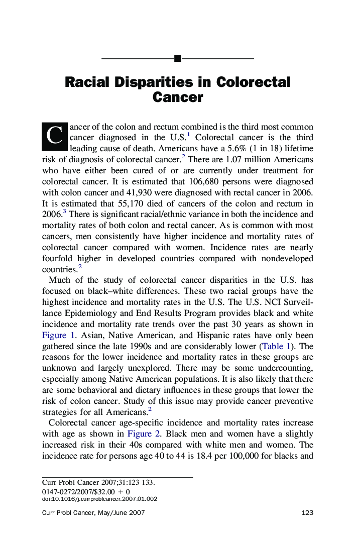 Racial Disparities in Colorectal Cancer